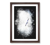 Big Box Art Flying Seagull Abstract Paint Splash Framed Wall Art Picture Print Ready to Hang, Walnut A2 (62 x 45 cm)