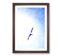 Big Box Art Flying Seagull Abstract Painting Framed Wall Art Picture Print Ready to Hang, Walnut A2 (62 x 45 cm)