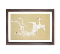 Big Box Art Flying White Bird by Kamisaka Sekka Framed Wall Art Picture Print Ready to Hang, Walnut A2 (62 x 45 cm)