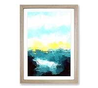 Big Box Art Fog Beneath The Mountain in Abstract Framed Wall Art Picture Print Ready to Hang, Oak A2 (62 x 45 cm)