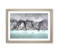 Big Box Art Fog Over Baffin Island in Canada in Abstract Framed Wall Art Picture Print Ready to Hang, Oak A2 (62 x 45 cm)