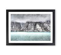 Big Box Art Fog Over Baffin Island in Canada Painting Framed Wall Art Picture Print Ready to Hang, Black A2 (62 x 45 cm)