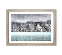 Big Box Art Fog Over Baffin Island in Canada Painting Framed Wall Art Picture Print Ready to Hang, Oak A2 (62 x 45 cm)