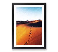 Big Box Art Footprints on The Desert in Morocco in Abstract Framed Wall Art Picture Print Ready to Hang, Black A2 (62 x 45 cm)