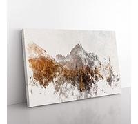 Big Box Art Forest Before The Mountain Watercolour Canvas Wall Art Print Ready to Hang Picture, 76 x 50 cm (30 x 20 Inch), White, Grey, Olive, Green