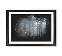 Big Box Art Forest Pathway Paint Splash Framed Wall Art Picture Print Ready to Hang, Black A2 (62 x 45 cm)