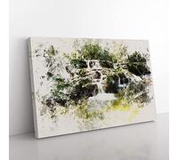 Big Box Art Forest Stream Vol.2 Watercolour Canvas Wall Art Print Ready to Hang Picture, 76 x 50 cm (30 x 20 Inch), Grey, Grey, Green