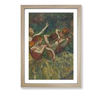 Big Box Art Four Ballet Ballerina Dancers Vol.2 by Edgar Degas Framed Wall Art Picture Print Ready to Hang, Oak A2 (62 x 45 cm)