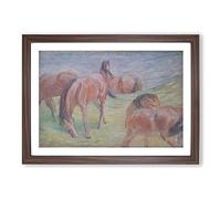 Big Box Art Four Horses by Franz Marc Framed Wall Art Picture Print Ready to Hang, Walnut A2 (62 x 45 cm)