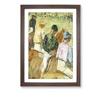 Big Box Art Four Jockeys by Edgar Degas Framed Wall Art Picture Print Ready to Hang, Walnut A2 (62 x 45 cm)