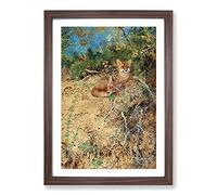 Big Box Art Fox Cubs by Bruno Liljefors Framed Wall Art Picture Print Ready to Hang, Walnut A2 (62 x 45 cm)