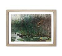 Big Box Art Fox Stalking Ducks by Bruno Liljefors Framed Wall Art Picture Print Ready to Hang, Oak A2 (62 x 45 cm)