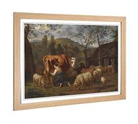Big Box Art Framed Print of Adriaen Van de Velde Milk Maid Design | Wall Art Picture | Home Decor for Kitchen, Living, Dining Room, Bedroom, Hallway, Office, Oak, A2 / 24.5x18 Inch / 62x45cm