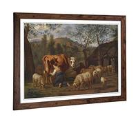 Big Box Art Framed Print of Adriaen Van de Velde Milk Maid Design | Wall Art Picture | Home Decor for Kitchen, Living, Dining Room, Bedroom, Hallway, Office, Walnut, A2 / 24.5x18 Inch / 62x45cm