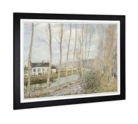 Big Box Art Framed Print of Alfred Sisley The Loings Canal Design | Wall Art Picture | Home Decor for Kitchen, Living, Dining Room, Bedroom, Hallway, Office, Black, A2 / 24.5x18 Inch / 62x45cm