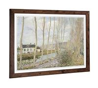 Big Box Art Framed Print of Alfred Sisley The Loings Canal Design | Wall Art Picture | Home Decor for Kitchen, Living, Dining Room, Bedroom, Hallway, Office, Walnut, A2 / 24.5x18 Inch / 62x45cm