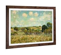 Big Box Art Framed Print of Alfred Sisley The Meadow Design | Wall Art Picture | Home Decor for Kitchen, Living, Dining Room, Bedroom, Hallway, Office, Walnut, A2 / 24.5x18 Inch / 62x45cm