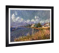 Big Box Art Framed Print of Alfred Sisley The Seine at Billancourt Design | Wall Art Picture | Home Decor for Kitchen, Living Room, Bedroom, Hallway, Black, A2 / 24.5x18 Inch / 62x45cm