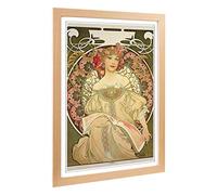 Big Box Art Framed Print of Alphonse Mucha Champagne Design | Wall Art Picture | Home Decor for Kitchen, Living, Dining Room, Bedroom, Hallway, Office, Oak, A2 / 24.5x18 Inch / 62x45cm