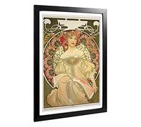 Big Box Art Framed Print of Alphonse Mucha Champagne Design | Wall Art Picture | Home Decor for Kitchen, Living, Dining Room, Bedroom, Hallway, Office, Black, A2 / 24.5x18 Inch / 62x45cm