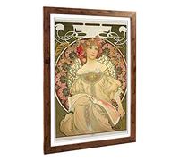 Big Box Art Framed Print of Alphonse Mucha Champagne Design | Wall Art Picture | Home Decor for Kitchen, Living, Dining Room, Bedroom, Hallway, Office, Walnut, A2 / 24.5x18 Inch / 62x45cm