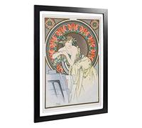 Big Box Art Framed Print of Alphonse Mucha Piece (1) Design | Wall Art Picture | Home Decor for Kitchen, Living, Dining Room, Bedroom, Hallway, Office, Black, A2 / 24.5x18 Inch / 62x45cm