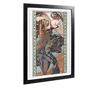 Big Box Art Framed Print of Alphonse Mucha Piece (4) Design | Wall Art Picture | Home Decor for Kitchen, Living, Dining Room, Bedroom, Hallway, Office, Black, A2 / 24.5x18 Inch / 62x45cm