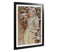 Big Box Art Framed Print of Alphonse Mucha Piece (9) Design | Wall Art Picture | Home Decor for Kitchen, Living, Dining Room, Bedroom, Hallway, Office, Black, A2 / 24.5x18 Inch / 62x45cm