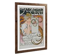 Big Box Art Framed Print of Alphonse Mucha Salon Des Cent No.1 Design | Wall Art Picture | Home Decor for Kitchen, Living Room, Bedroom, Hallway, Walnut, A2 / 24.5x18 Inch / 62x45cm