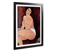 Big Box Art Framed Print of Amedeo Modigliani Seated Female Nude Design | Wall Art Picture | Home Decor for Kitchen, Living Room, Bedroom, Hallway, Black, A2 / 24.5x18 Inch / 62x45cm