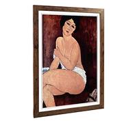 Big Box Art Framed Print of Amedeo Modigliani Seated Female Nude Design | Wall Art Picture | Home Decor for Kitchen, Living Room, Bedroom, Hallway, Walnut, A2 / 24.5x18 Inch / 62x45cm