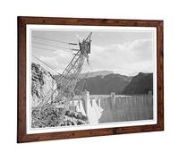 Big Box Art Framed Print of Ansel Adams Boulder Dam from The top Design | Wall Art Picture | Home Decor for Kitchen, Living Room, Bedroom, Hallway, Walnut, A2 / 24.5x18 Inch / 62x45cm