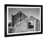 Big Box Art Framed Print of Ansel Adams Church in Taos Pueblo New Mexico 2 Design | Wall Art Picture| Home Decor for Kitchen, Living Room, Bedroom, Hallway, Black, A2 / 24.5x18 Inch / 62x45cm