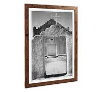 Big Box Art Framed Print of Ansel Adams Church inTaos Pueblo New Mexico Design | Wall Art Picture | Home Decor for Kitchen, Living Room, Bedroom, Hallway, Walnut, A2 / 24.5x18 Inch / 62x45cm