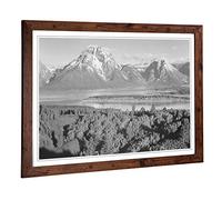 Big Box Art Framed Print of Ansel Adams Mount Moran in Grand Teton Wyoming Design | Wall Art Picture| Home Decor for Kitchen, Living Room, Bedroom, Hallway, Walnut, A2 / 24.5x18 Inch / 62x45cm