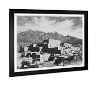Big Box Art Framed Print of Ansel Adams Taos Pueblo New Mexico Design | Wall Art Picture | Home Decor for Kitchen, Living Room, Bedroom, Hallway, Black, A2 / 24.5x18 Inch / 62x45cm