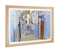 Big Box Art Framed Print of Architecture Morocco Street (5) Design | Wall Art Picture | Home Decor for Kitchen, Living Room, Bedroom, Hallway, Oak, A2 / 24.5x18 Inch / 62x45cm