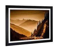 Big Box Art Framed Print of Arlberg Pass Forest Mountain Landscape Design | Wall Art Picture | Home Decor for Kitchen, Living Room, Bedroom, Hallway, Black, A2 / 24.5x18 Inch / 62x45cm