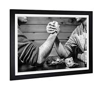 Big Box Art Framed Print of Arm Wrestling Design | Wall Art Picture | Home Decor for Kitchen, Living, Dining Room, Lounge, Bedroom, Hallway, Office, Black, A2 / 24.5x18 Inch / 62x45cm