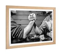 Big Box Art Framed Print of Arm Wrestling Design | Wall Art Picture | Home Decor for Kitchen, Living, Dining Room, Lounge, Bedroom, Hallway, Office, Oak, A2 / 24.5x18 Inch / 62x45cm