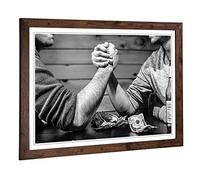 Big Box Art Framed Print of Arm Wrestling Design | Wall Art Picture | Home Decor for Kitchen, Living, Dining Room, Lounge, Bedroom, Hallway, Office, Walnut, A2 / 24.5x18 Inch / 62x45cm