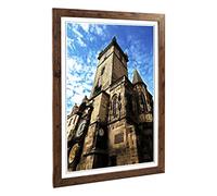 Big Box Art Framed Print of Astronomical Clock Prague Czech Republic (2) Design | Wall Art Picture| Home Decor for Kitchen, Living Room, Bedroom, Hallway, Walnut, A2 / 24.5x18 Inch / 62x45cm