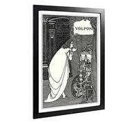 Big Box Art Framed Print of Aubrey Beardsley Volpone Adoring his Teasures Design | Wall Art Picture| Home Decor for Kitchen, Living Room, Bedroom, Hallway, Black, A2 / 24.5x18 Inch / 62x45cm