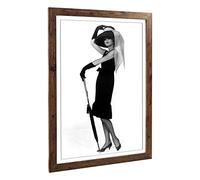 Big Box Art Framed Print of Audrey Hepburn (1) Design | Wall Art Picture | Home Decor for Kitchen, Living, Dining Room, Lounge, Bedroom, Hallway, Office, Walnut, A2 / 24.5x18 Inch / 62x45cm