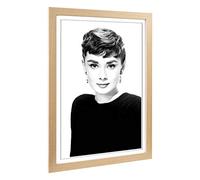 Big Box Art Framed Print of Audrey Hepburn (5) Design | Wall Art Picture | Home Decor for Kitchen, Living, Dining Room, Lounge, Bedroom, Hallway, Office, Oak, A2 / 24.5x18 Inch / 62x45cm