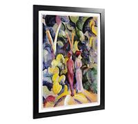 Big Box Art Framed Print of August Macke Couple in The Woods Design | Wall Art Picture | Home Decor for Kitchen, Living Room, Bedroom, Hallway, Black, A2 / 24.5x18 Inch / 62x45cm