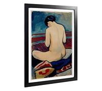 Big Box Art Framed Print of August Macke Sitting Nude Design | Wall Art Picture | Home Decor for Kitchen, Living, Dining Room, Bedroom, Hallway, Office, Black, A2 / 24.5x18 Inch / 62x45cm
