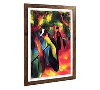 Big Box Art Framed Print of August Macke Sunny Way Design | Wall Art Picture | Home Decor for Kitchen, Living, Dining Room, Lounge, Bedroom, Hallway, Office, Walnut, A2 / 24.5x18 Inch / 62x45cm