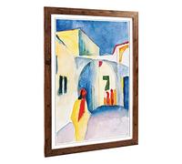 Big Box Art Framed Print of August Macke View into a Lane 2 Design | Wall Art Picture | Home Decor for Kitchen, Living Room, Bedroom, Hallway, Walnut, A2 / 24.5x18 Inch / 62x45cm