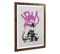 Big Box Art Framed Print of Banksy Gangsta Rat Graffiti Design | Wall Art Picture | Home Decor for Kitchen, Living Room, Bedroom, Hallway, Walnut, A2 / 24.5x18 Inch / 62x45cm